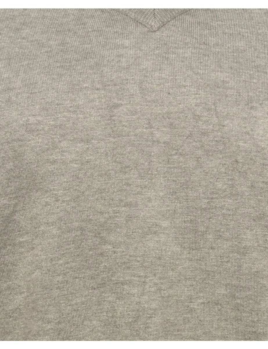 Grey Knit V-Neck Knit Jumper - S