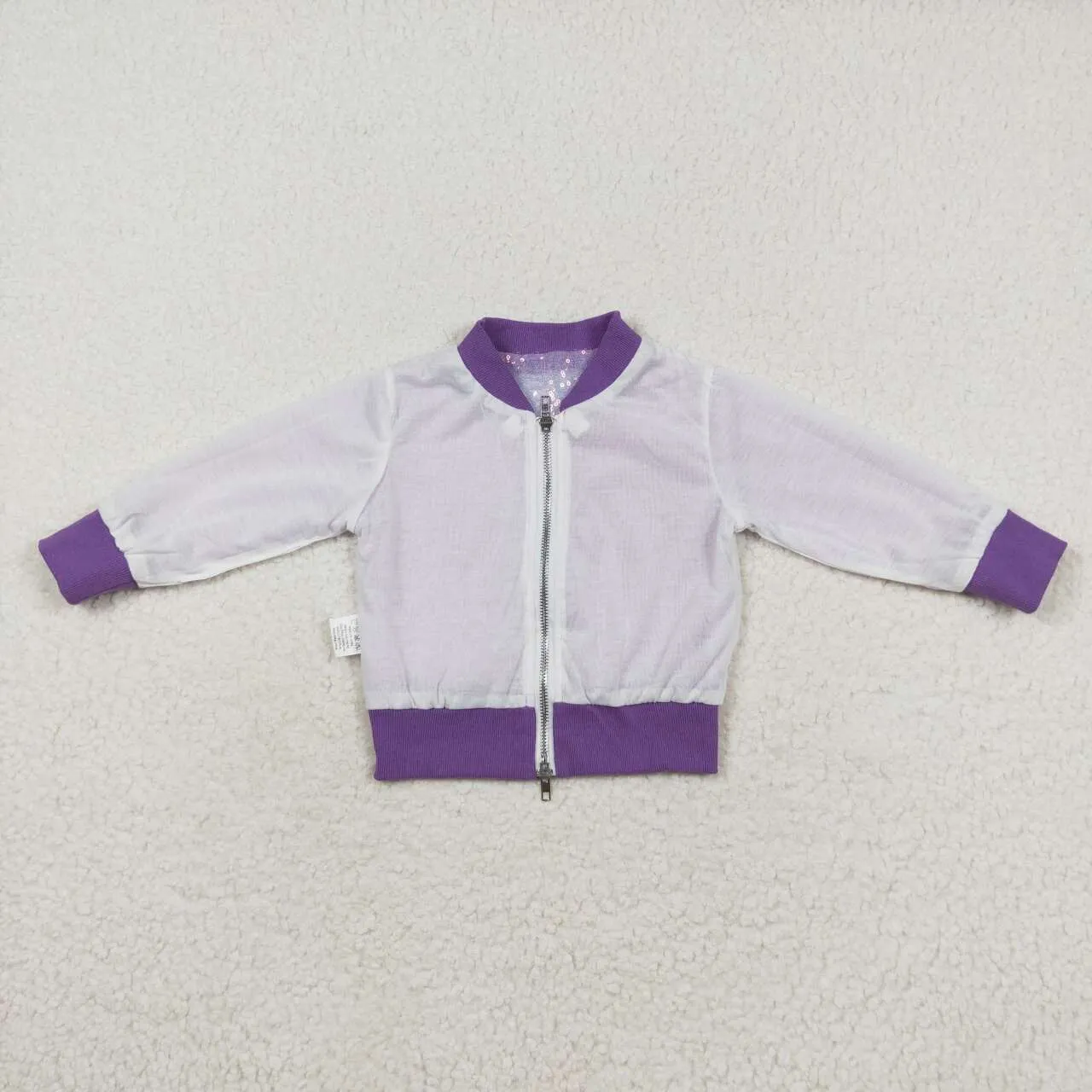 GT0559   baby girl clothes purple sequins girl winter coat top