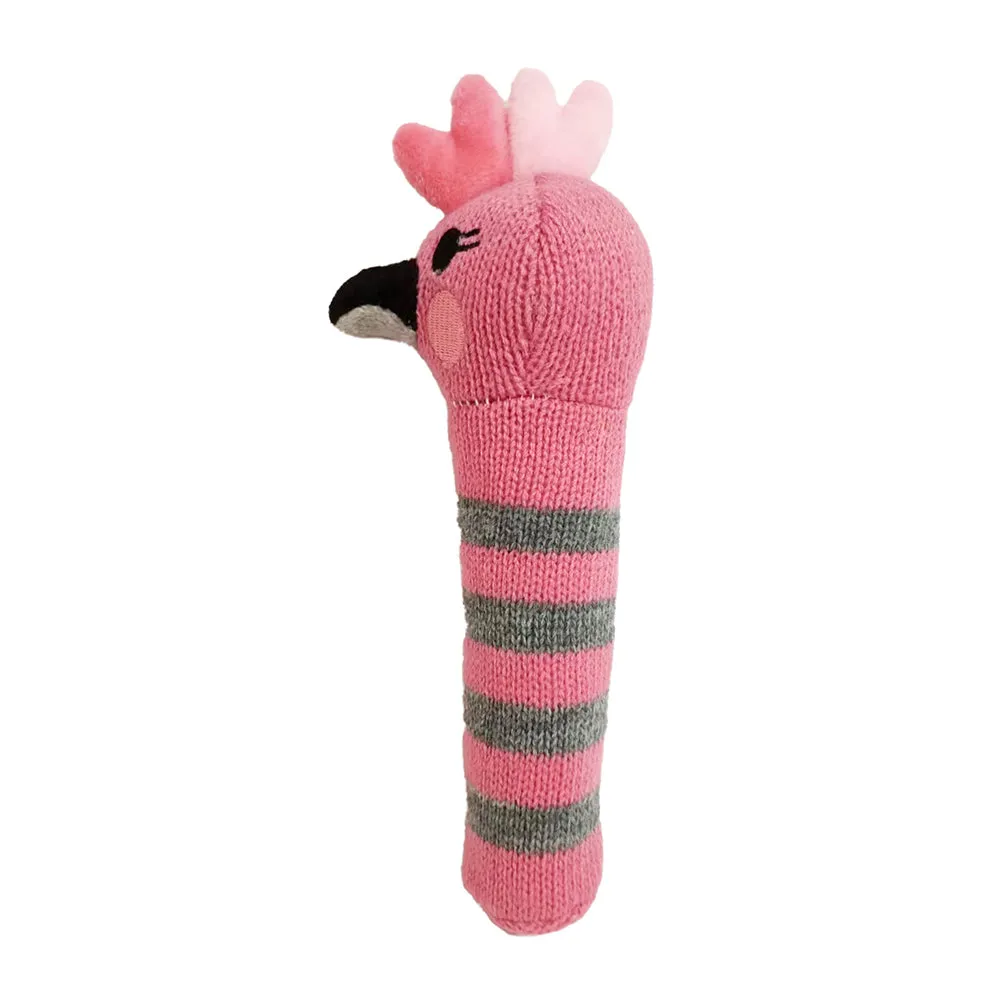 Hand Rattle - Knit - Pink Galah
