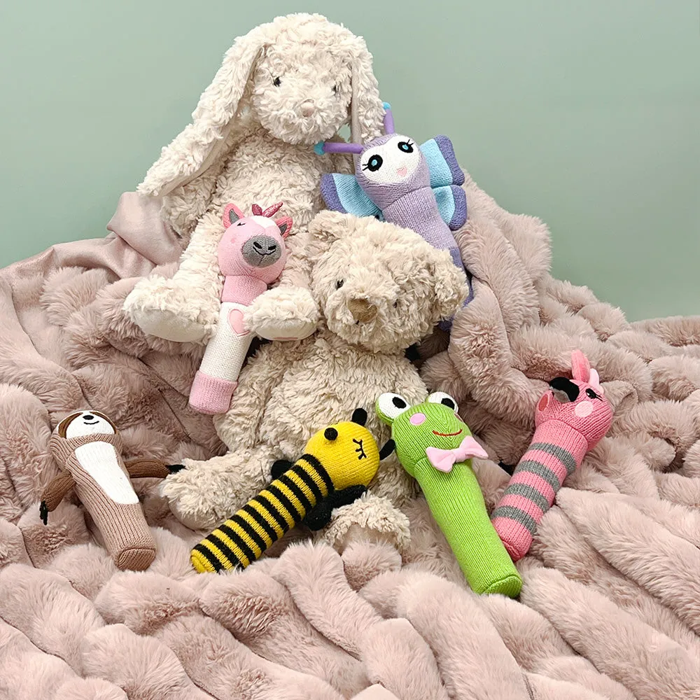 Hand Rattle - Knit - Pink Galah