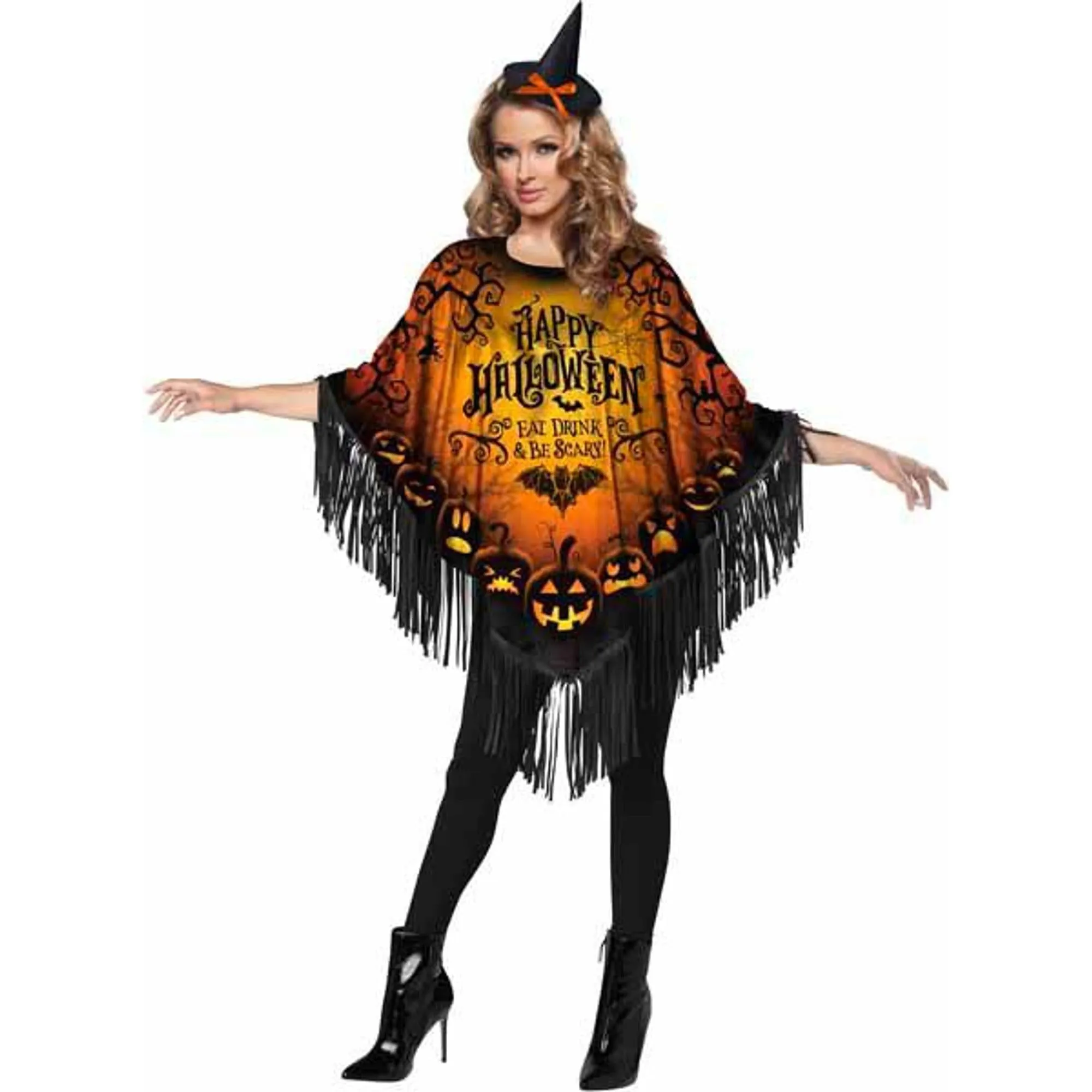 Happy Halloween Poncho Adult Costume (1/Pk)
