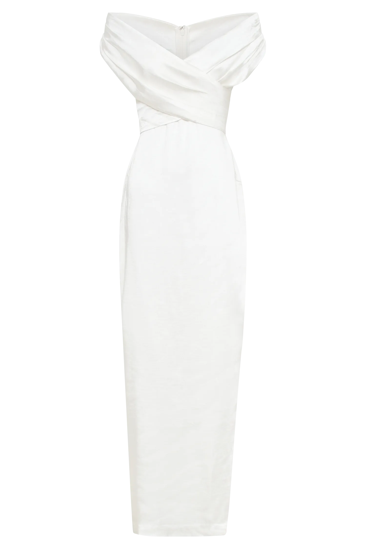 Harley Off Shoulder Satin Maxi Dress - Ivory