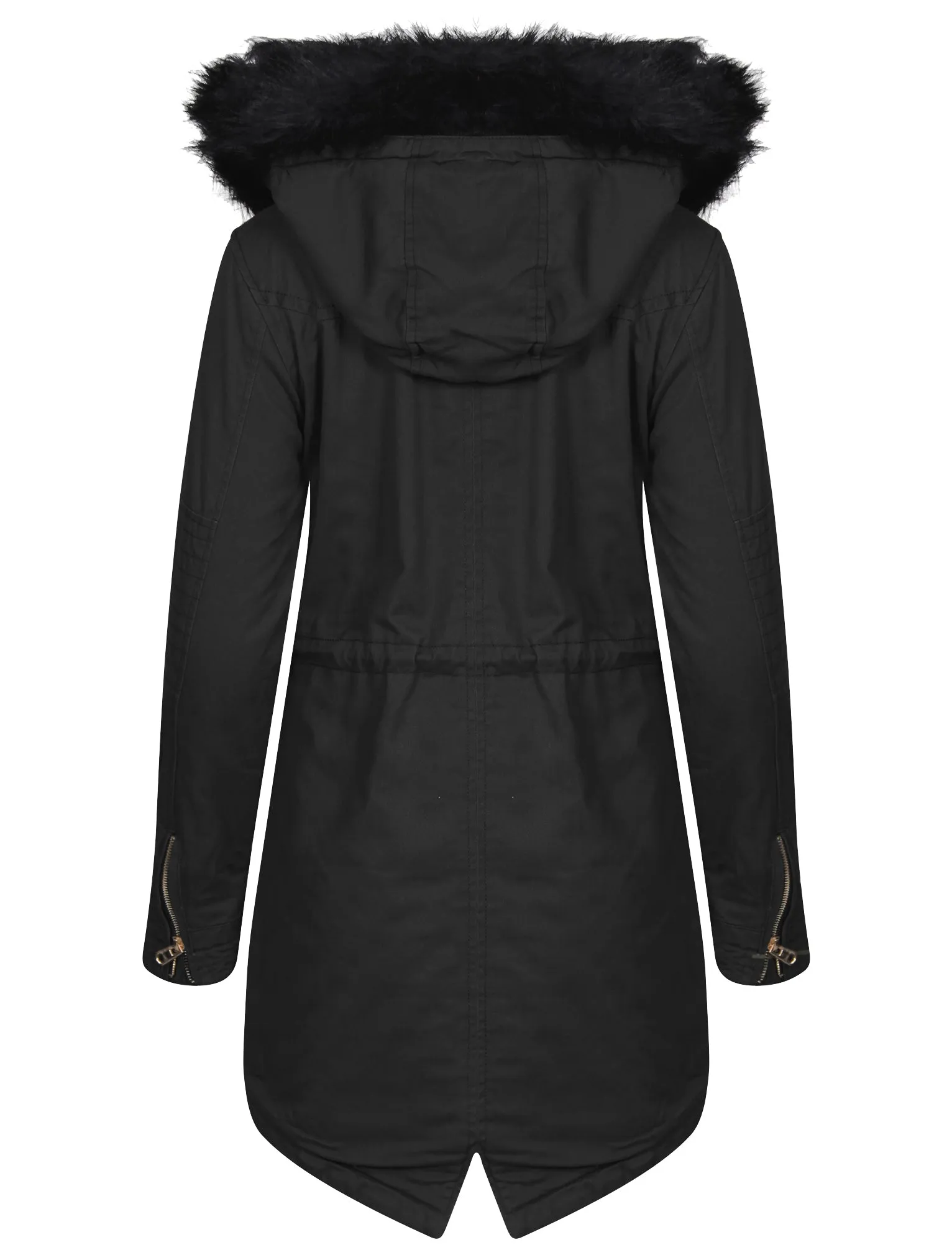 Heidi Detachable Fur Trim Parka Jacket in Black - Tokyo Laundry