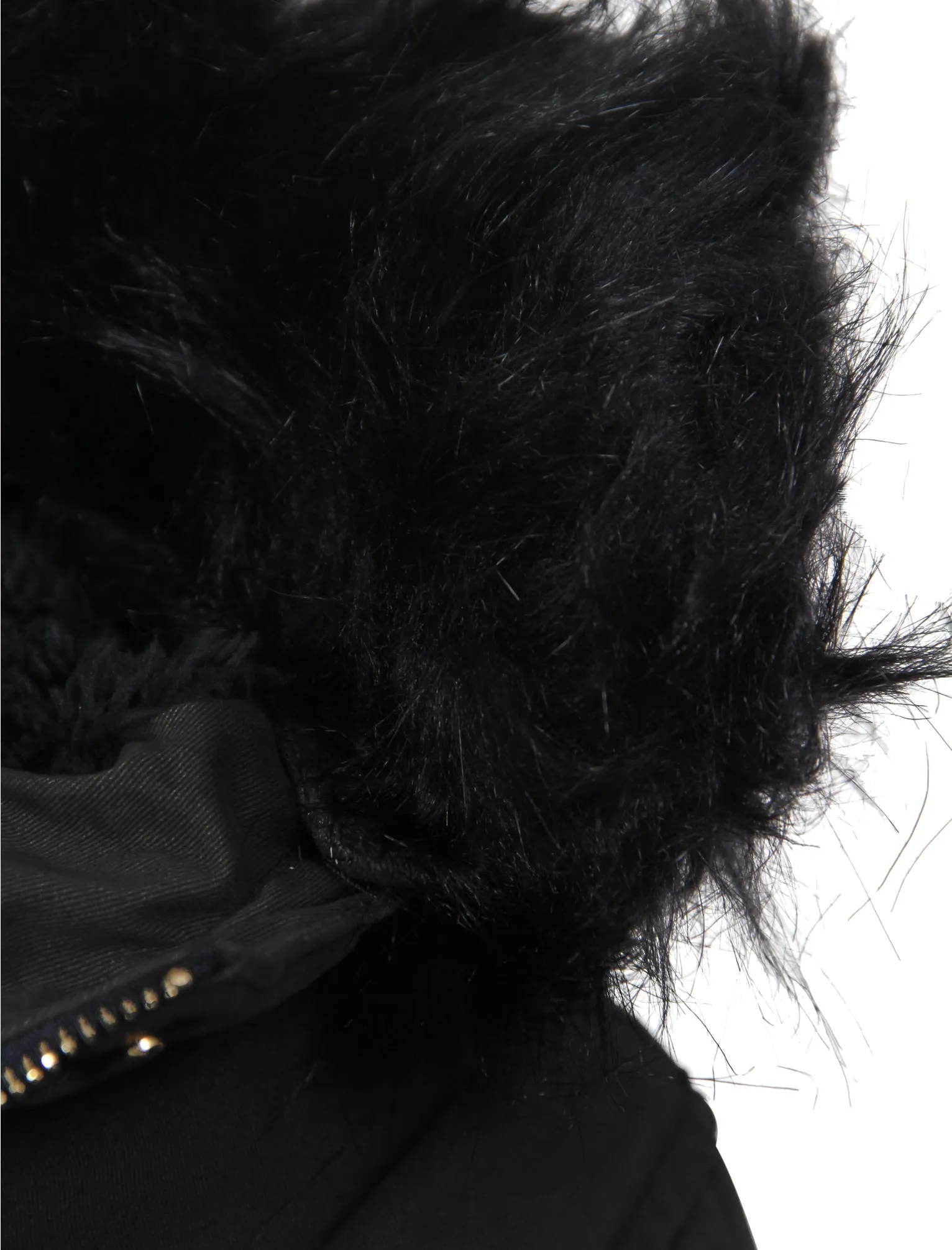 Heidi Detachable Fur Trim Parka Jacket in Black - Tokyo Laundry