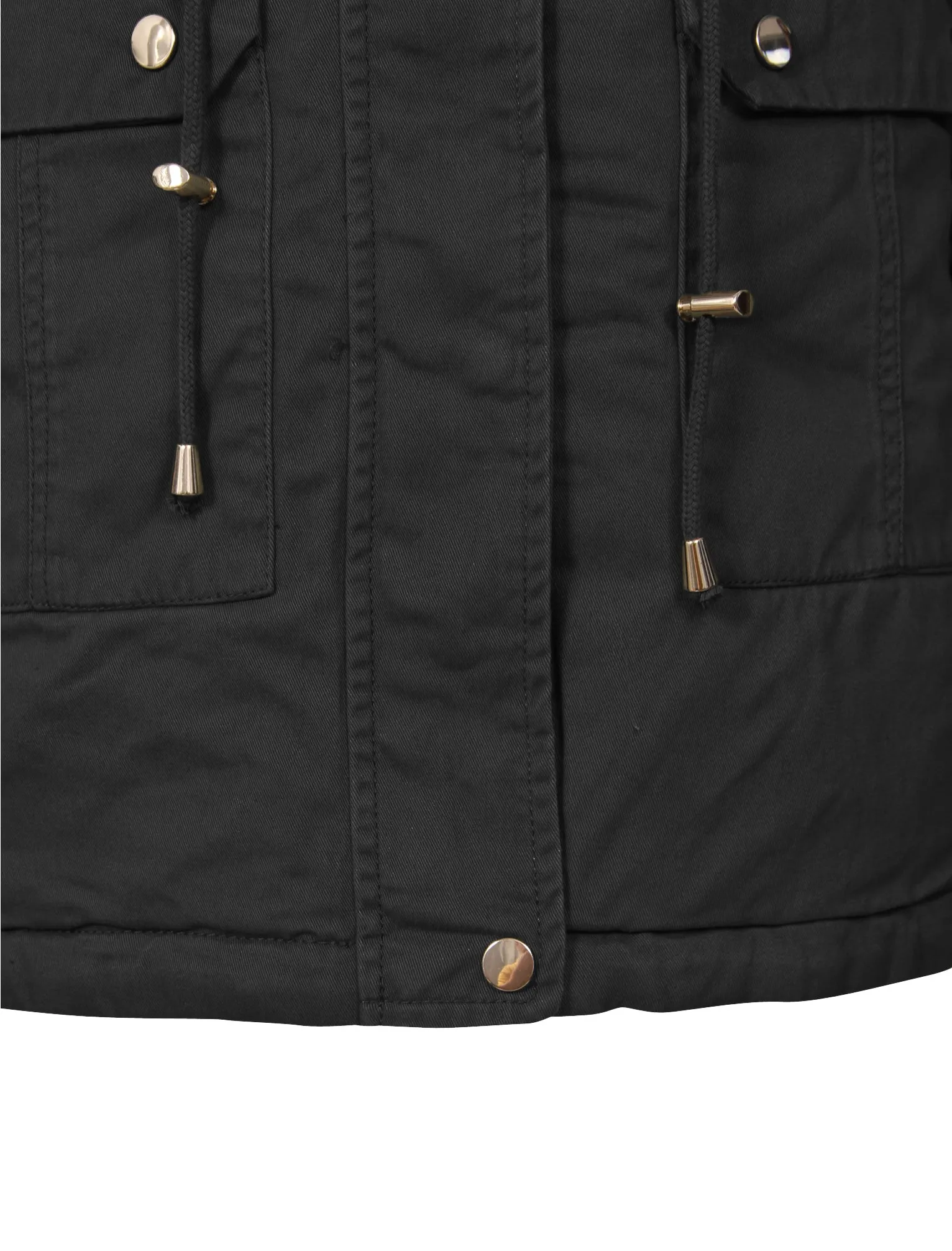 Heidi Detachable Fur Trim Parka Jacket in Black - Tokyo Laundry