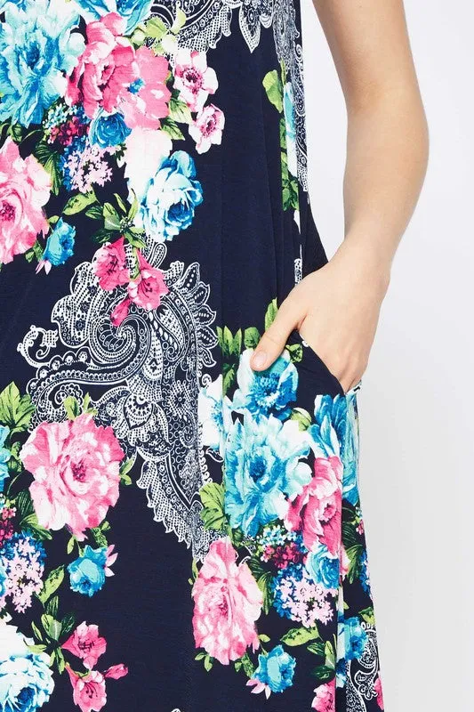 High Low Floral Maxi Dress - Tropical Floral