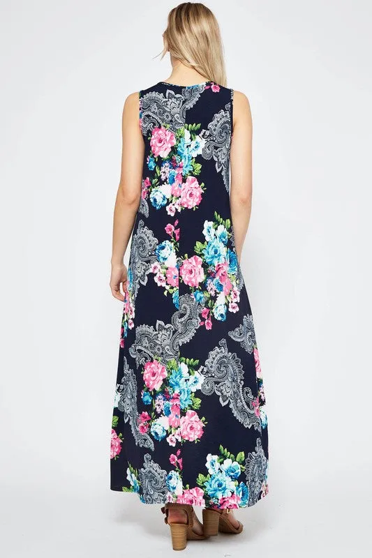 High Low Floral Maxi Dress - Tropical Floral