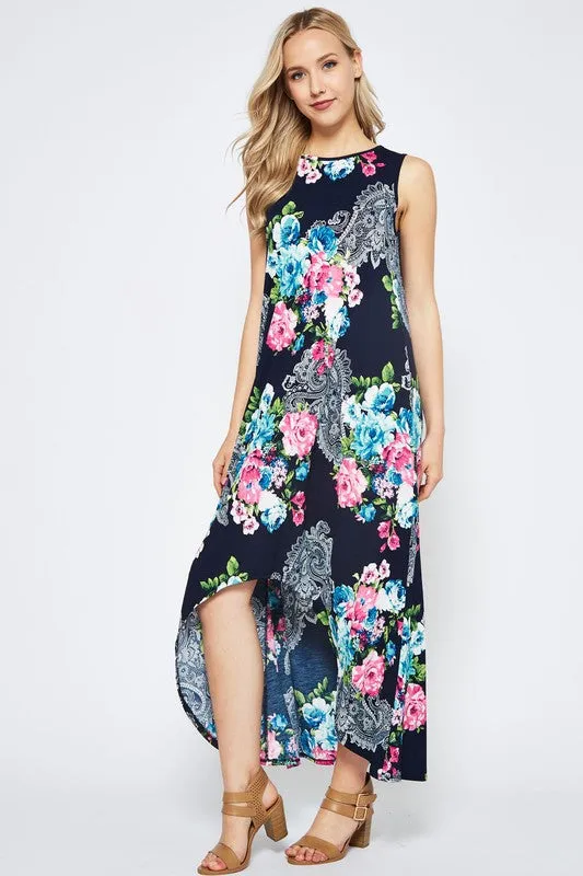 High Low Floral Maxi Dress - Tropical Floral