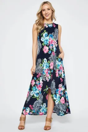 High Low Floral Maxi Dress - Tropical Floral