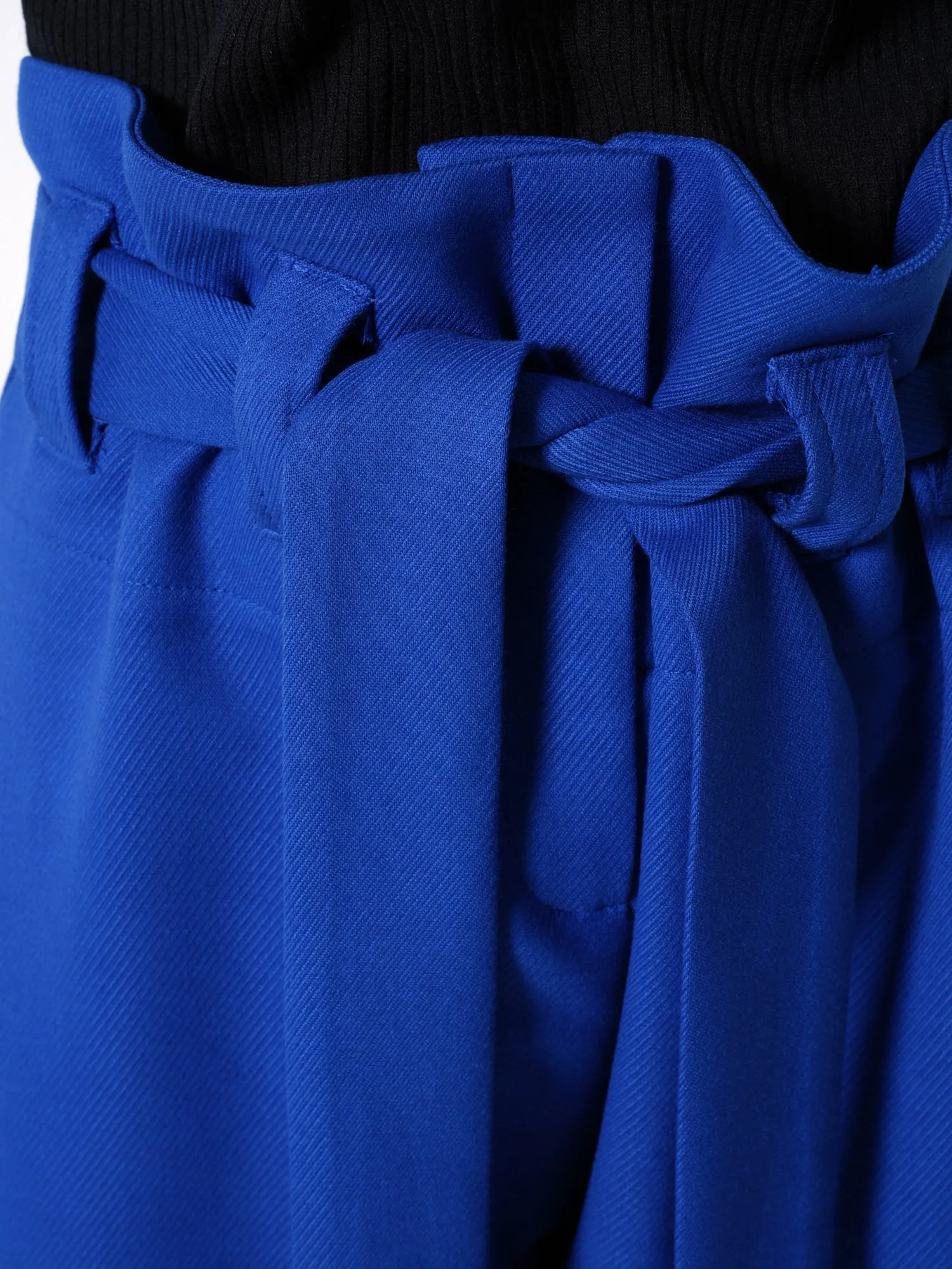 High-Waisted Paperbag Pants in Royal Blue