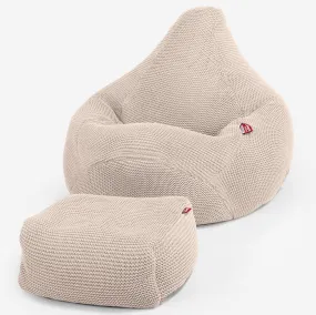Highback Bean Bag Chair - Ellos Knitted Cream