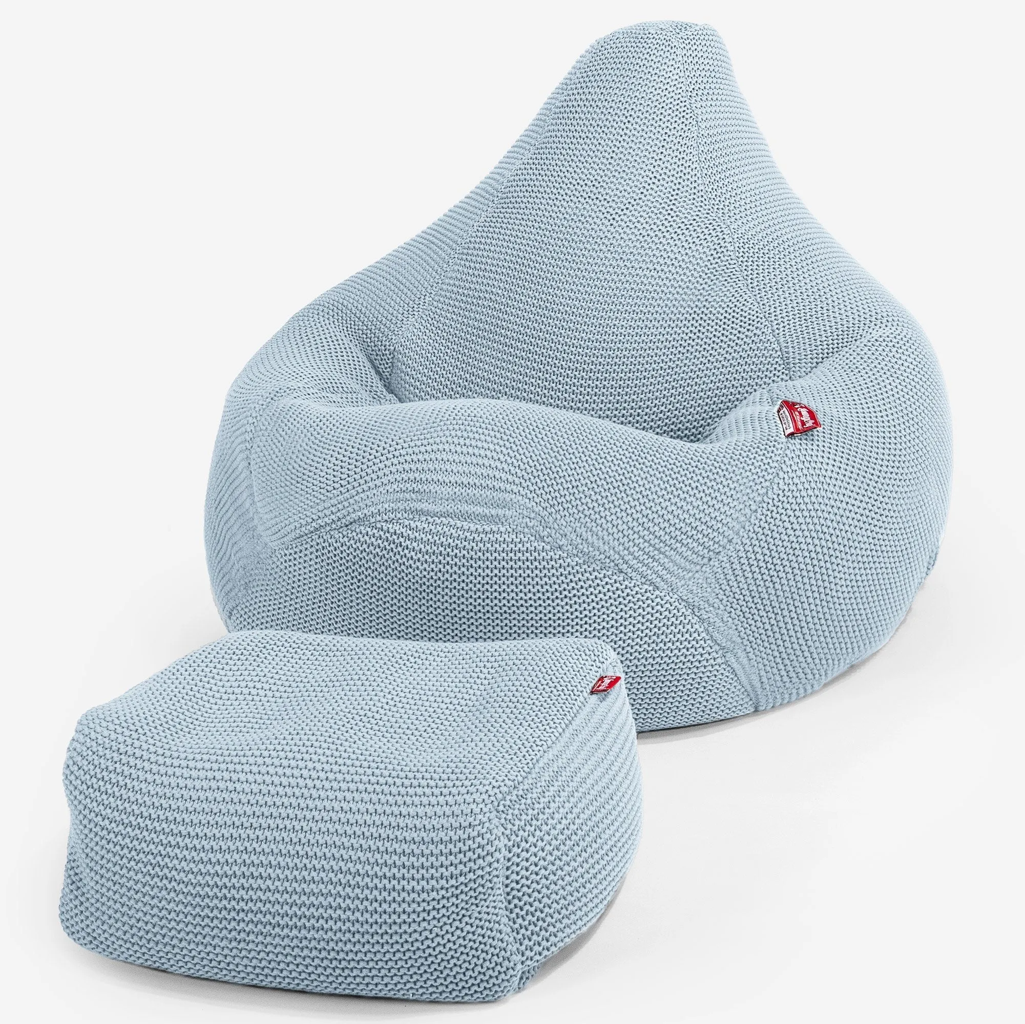 Highback Bean Bag Chair - Ellos Knitted Misty Blue