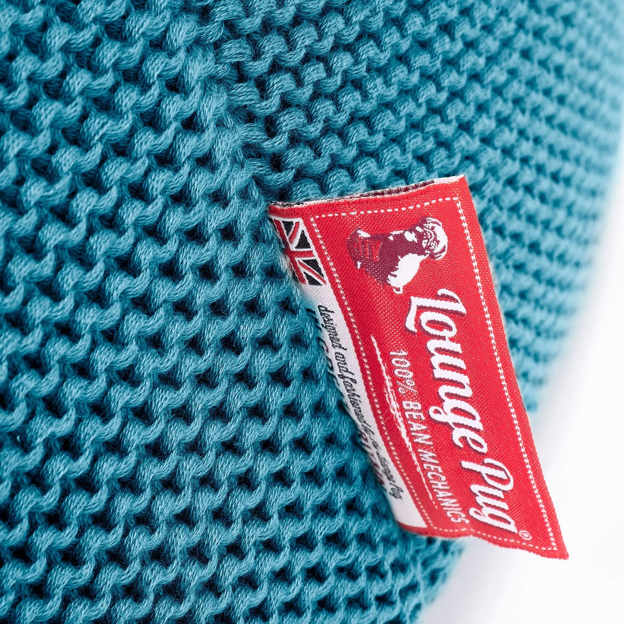 Highback Bean Bag Chair - Ellos Knitted Petrol Blue