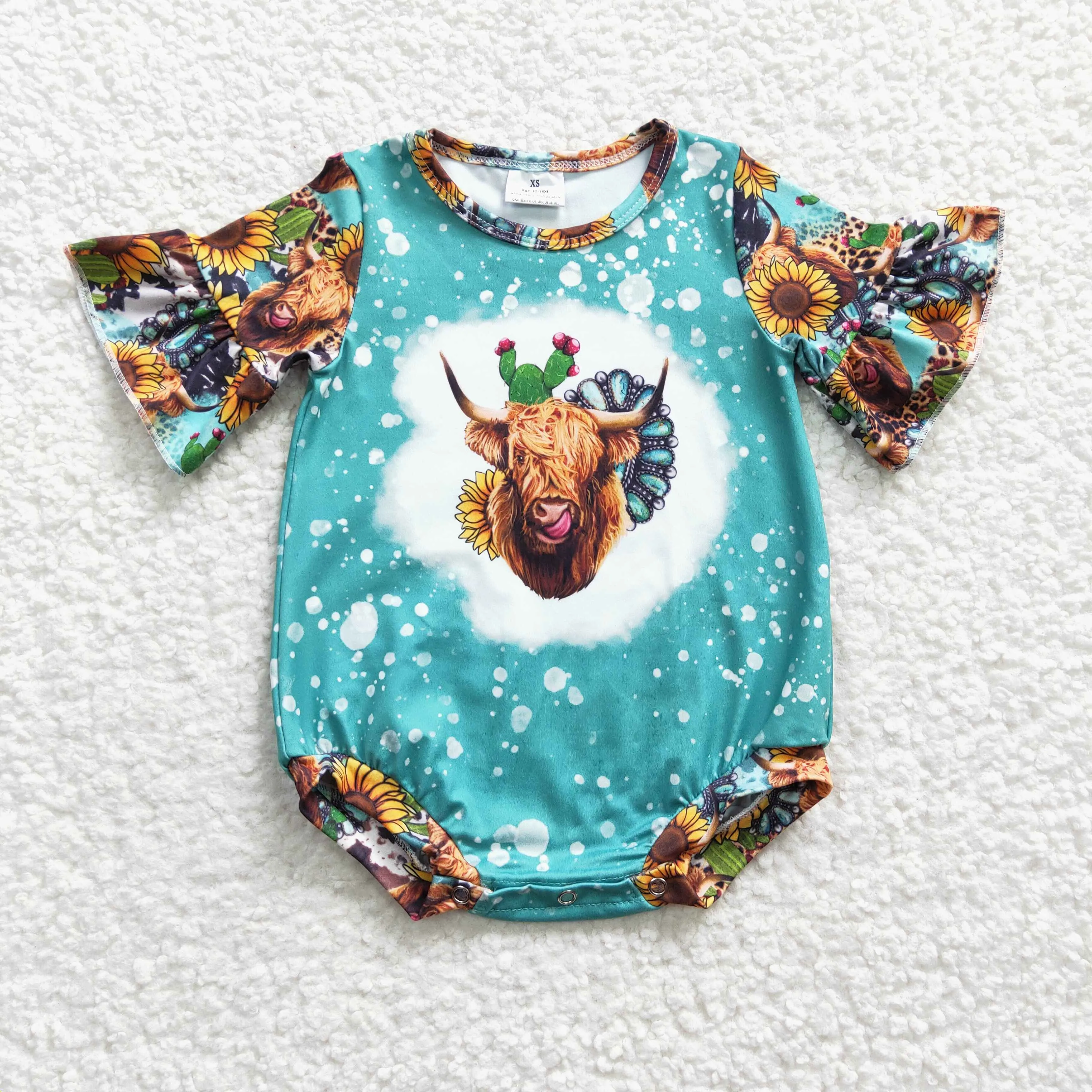 highland cow baby girls romper SR0126