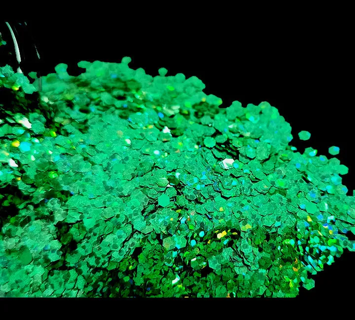 Holo Green Hexagon Chunks Glitter  - 20gms