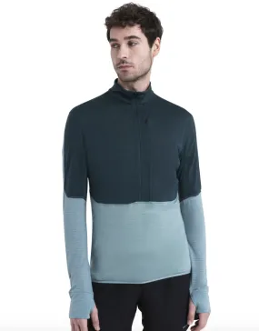 Icebreaker Mens 200 RealFleece Descender LS Half Zip Fathom Green