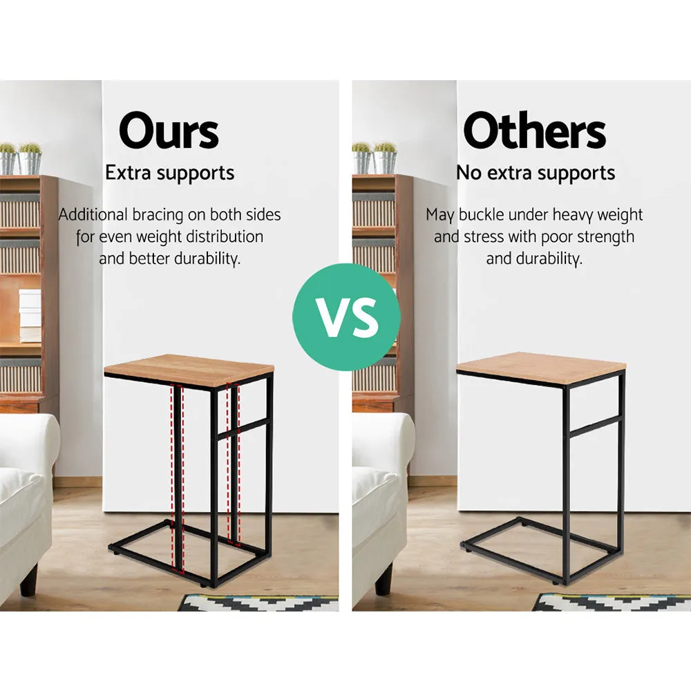 Industrial Wood-Texture Side Table, Walnut - Artiss