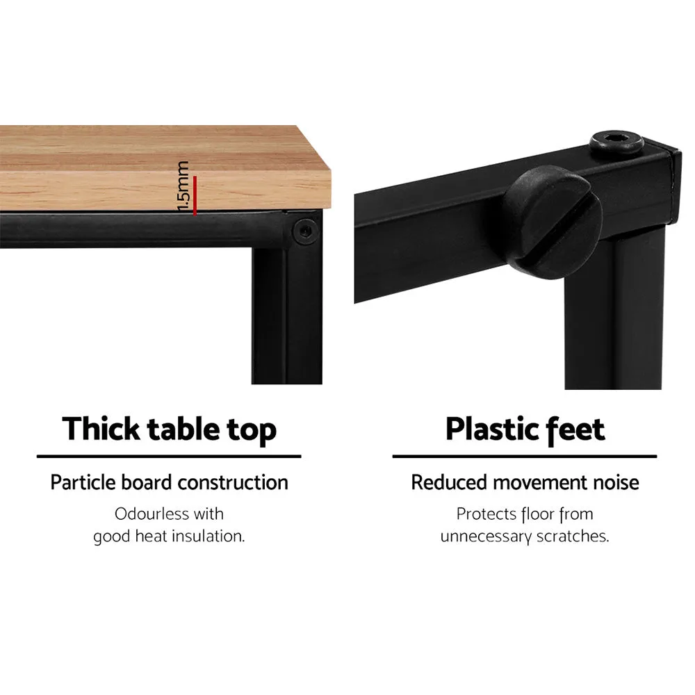 Industrial Wood-Texture Side Table, Walnut - Artiss
