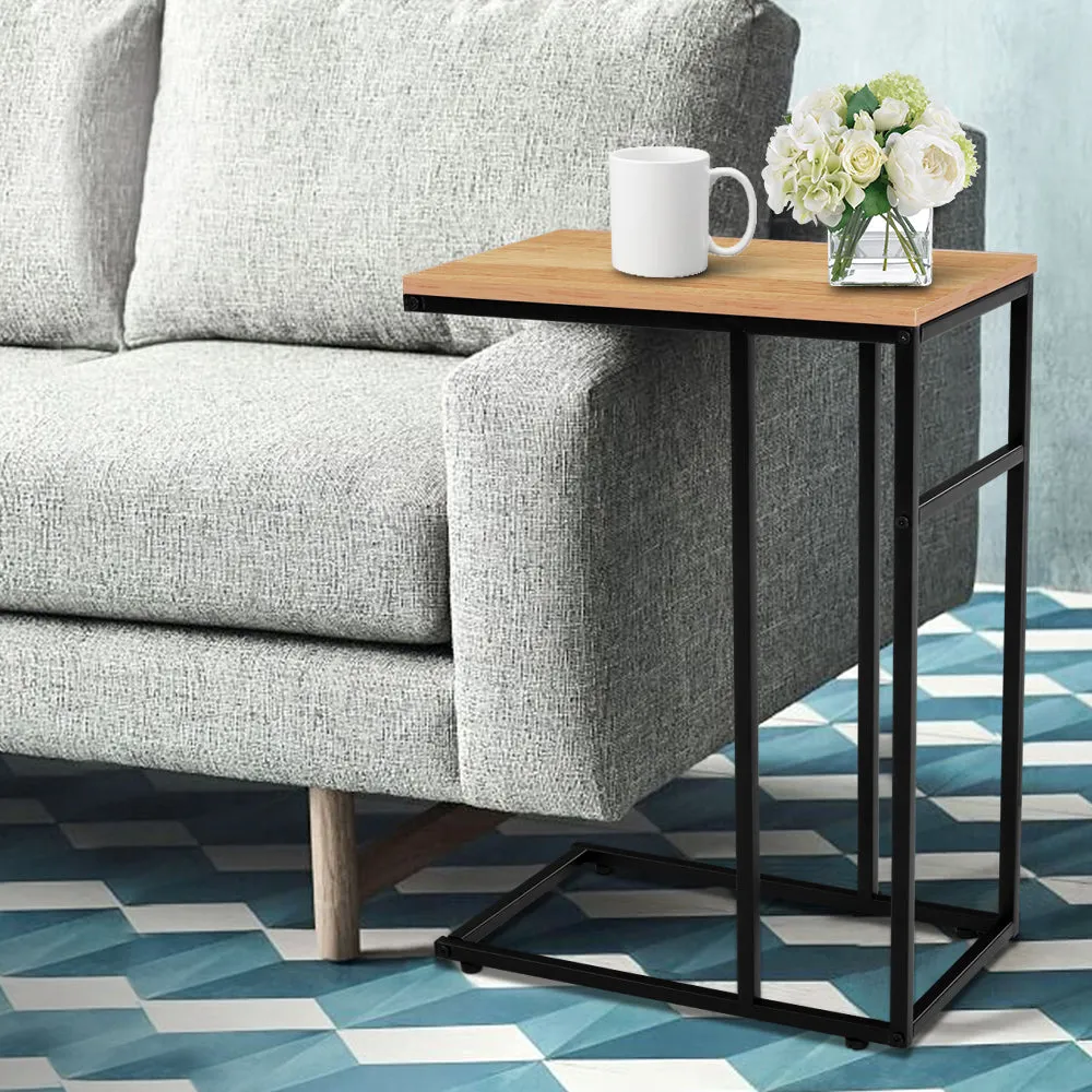 Industrial Wood-Texture Side Table, Walnut - Artiss