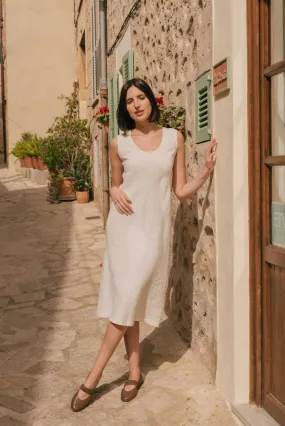 Ines slip midi linen dress in Striped