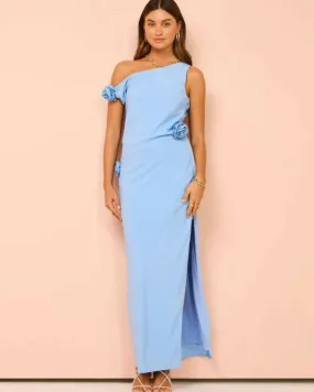 Issy Off Shoulder Flower Maxi Dress In Blue