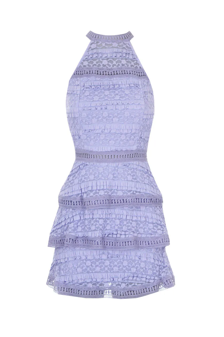 Lilac Lace Layered Mini Dress
