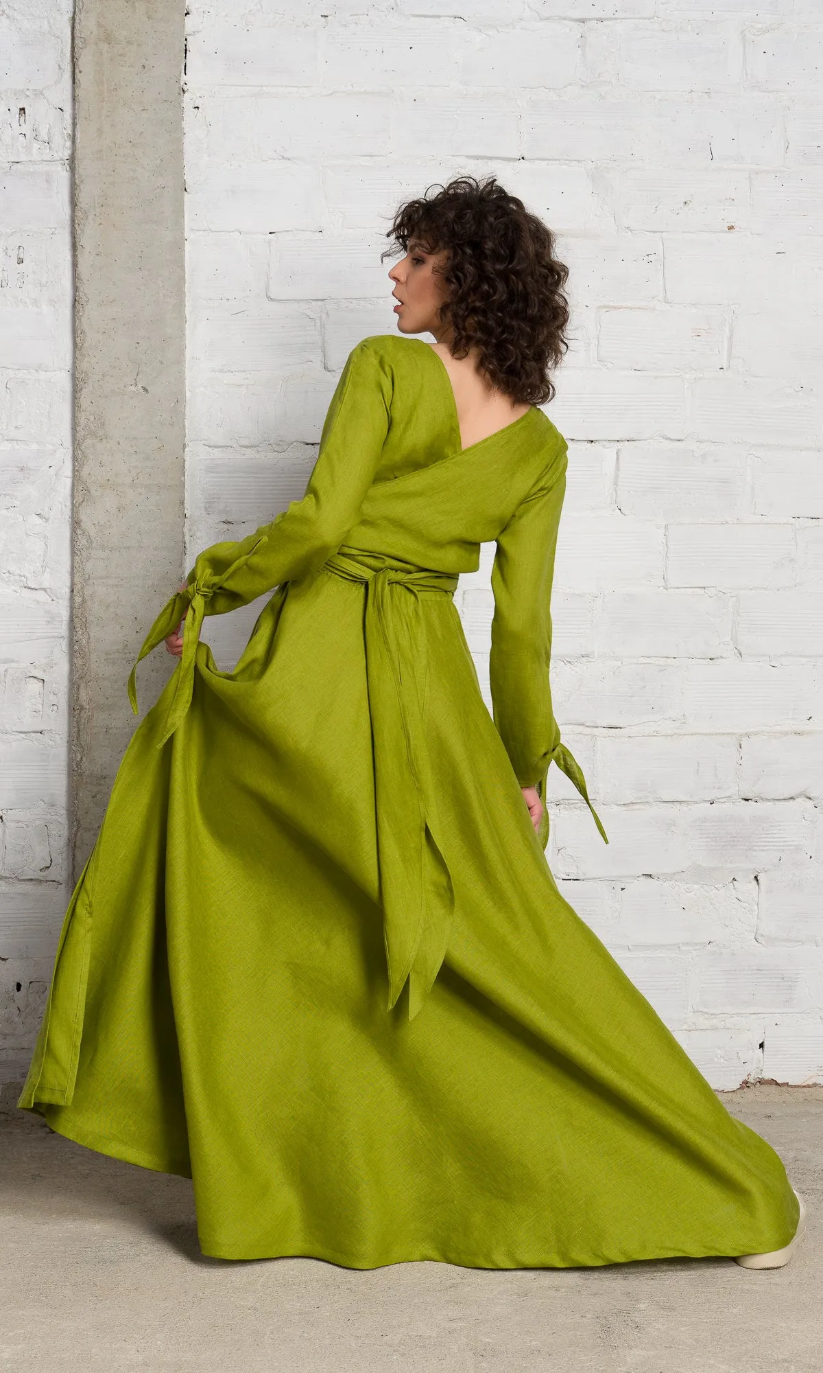 Long Linen Shirt Dress with Belt