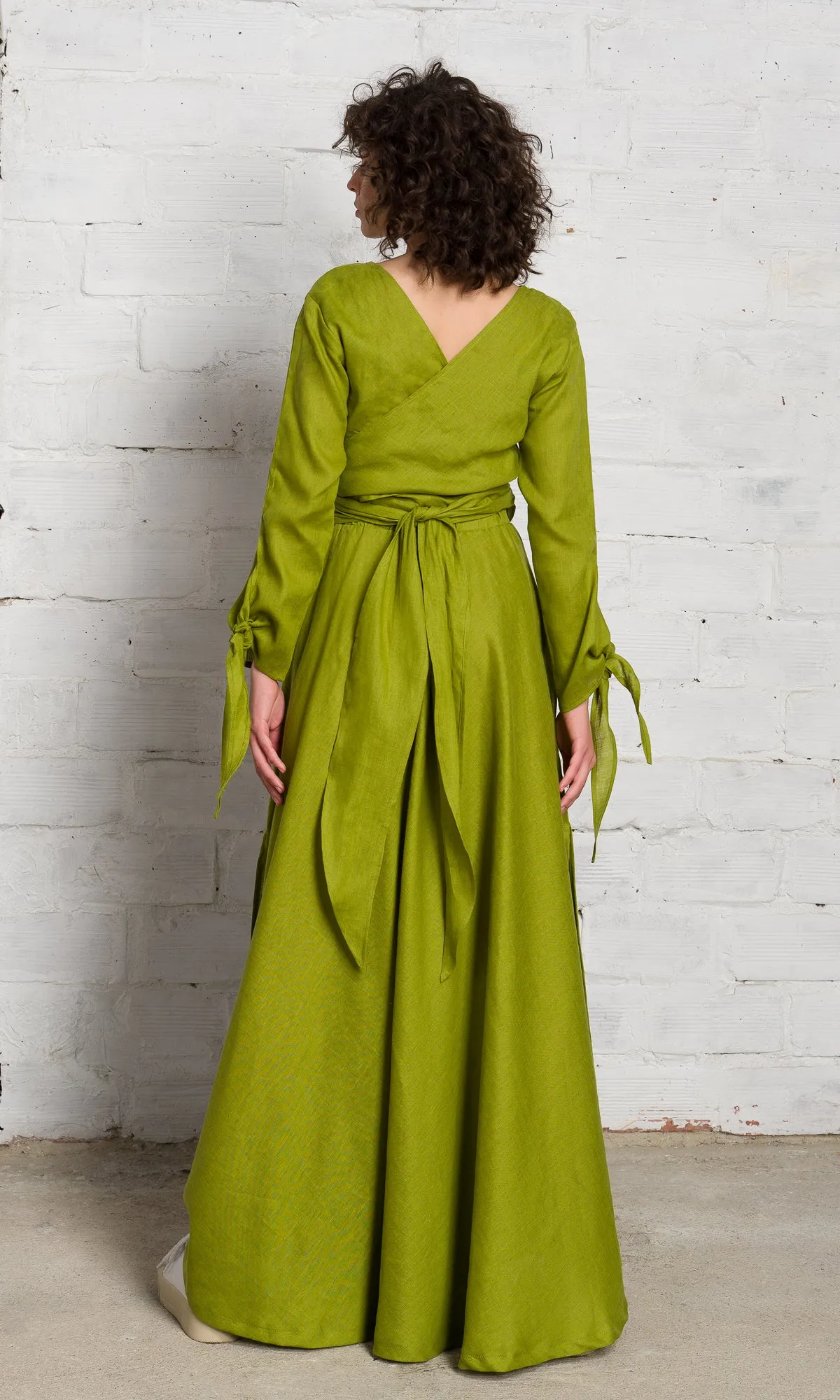 Long Linen Shirt Dress with Belt
