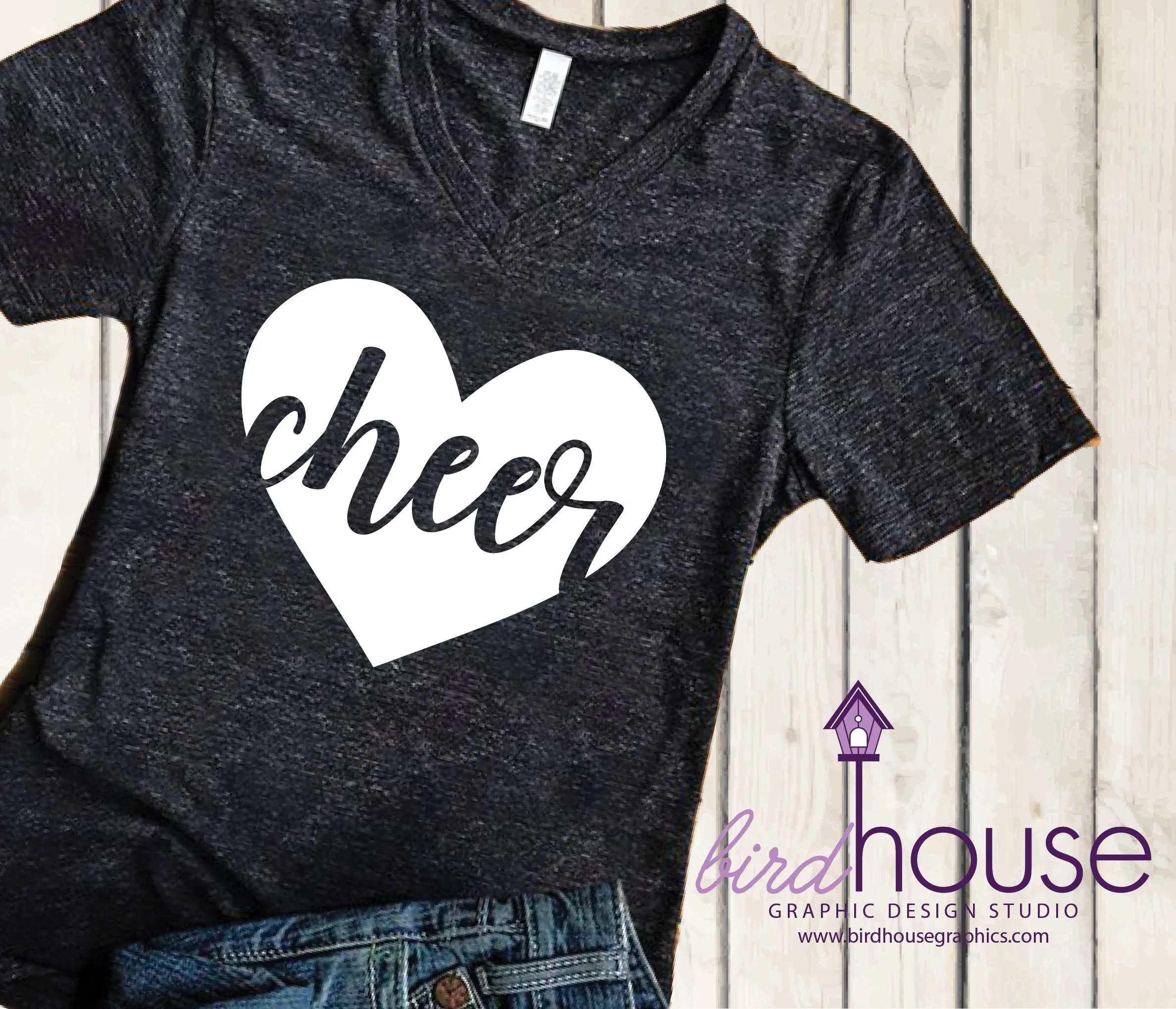 Love Cheer Shirt, Cute Cheerleading Tee, Custom, Any Color