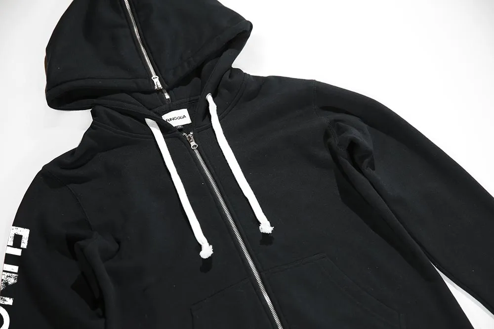 <A 001a72> Fungolia Fleece Long hoodie -Logo (black)