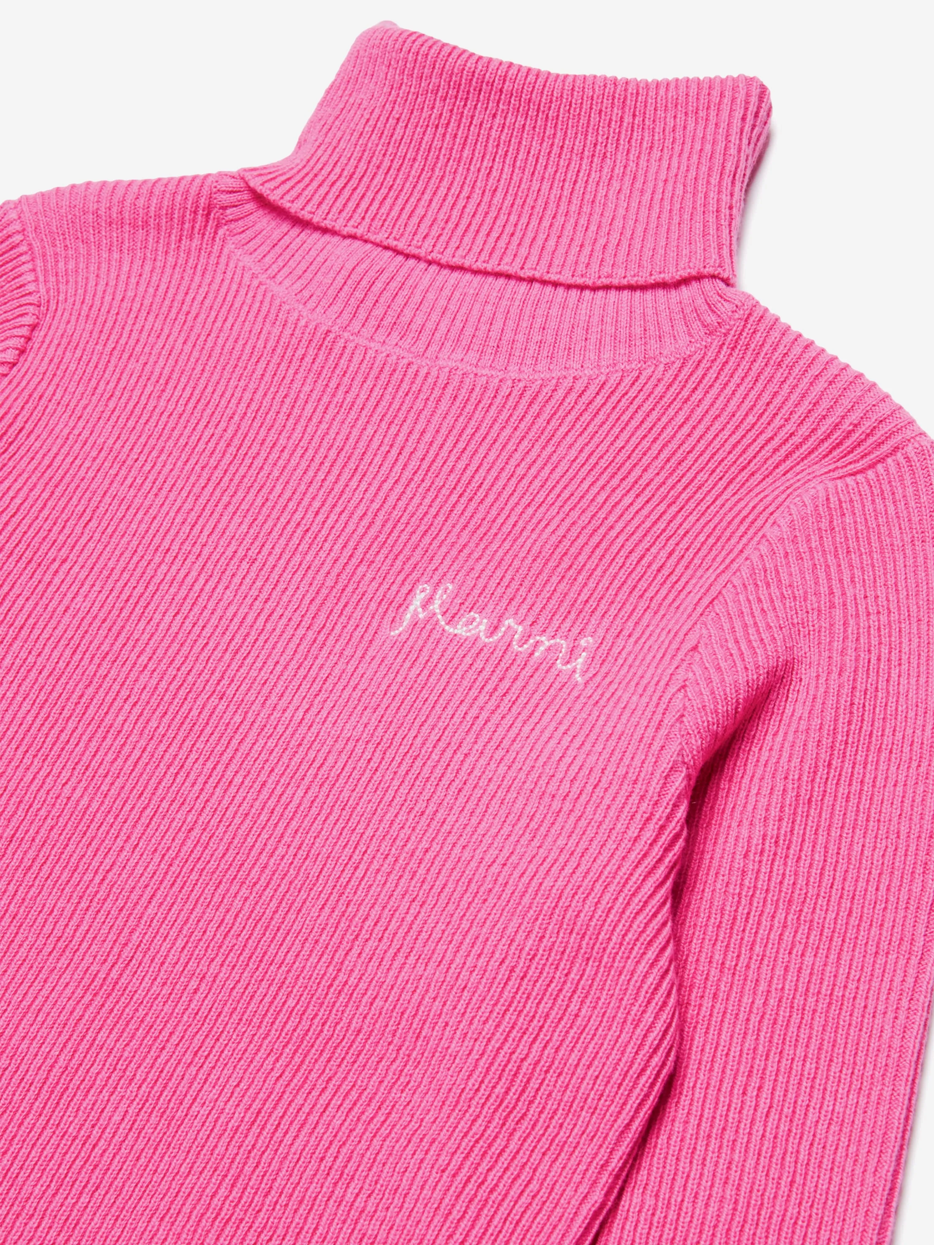 MARNI Girls Knitted Roll Neck Jumper in Pink
