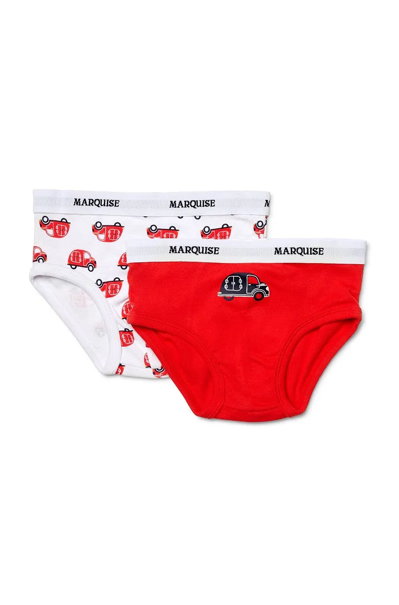 Marquise Red Cars Boys 2 Pack Underwear - Print/Red