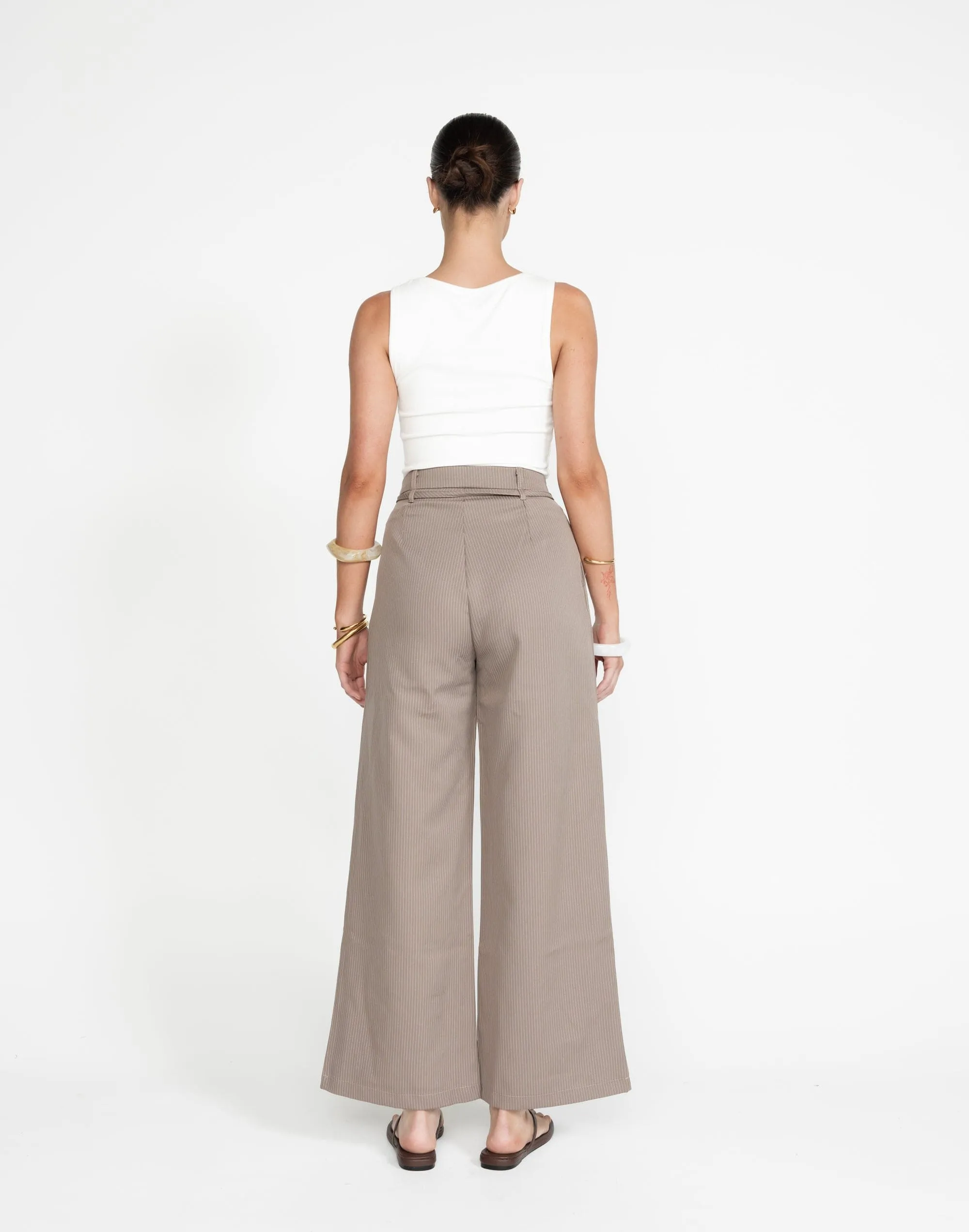 Mason Pants (Taupe Pinstripe)