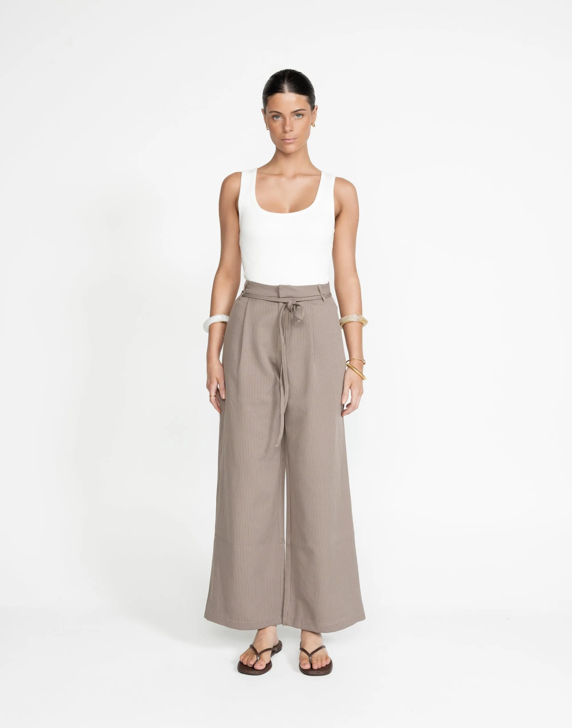 Mason Pants (Taupe Pinstripe)