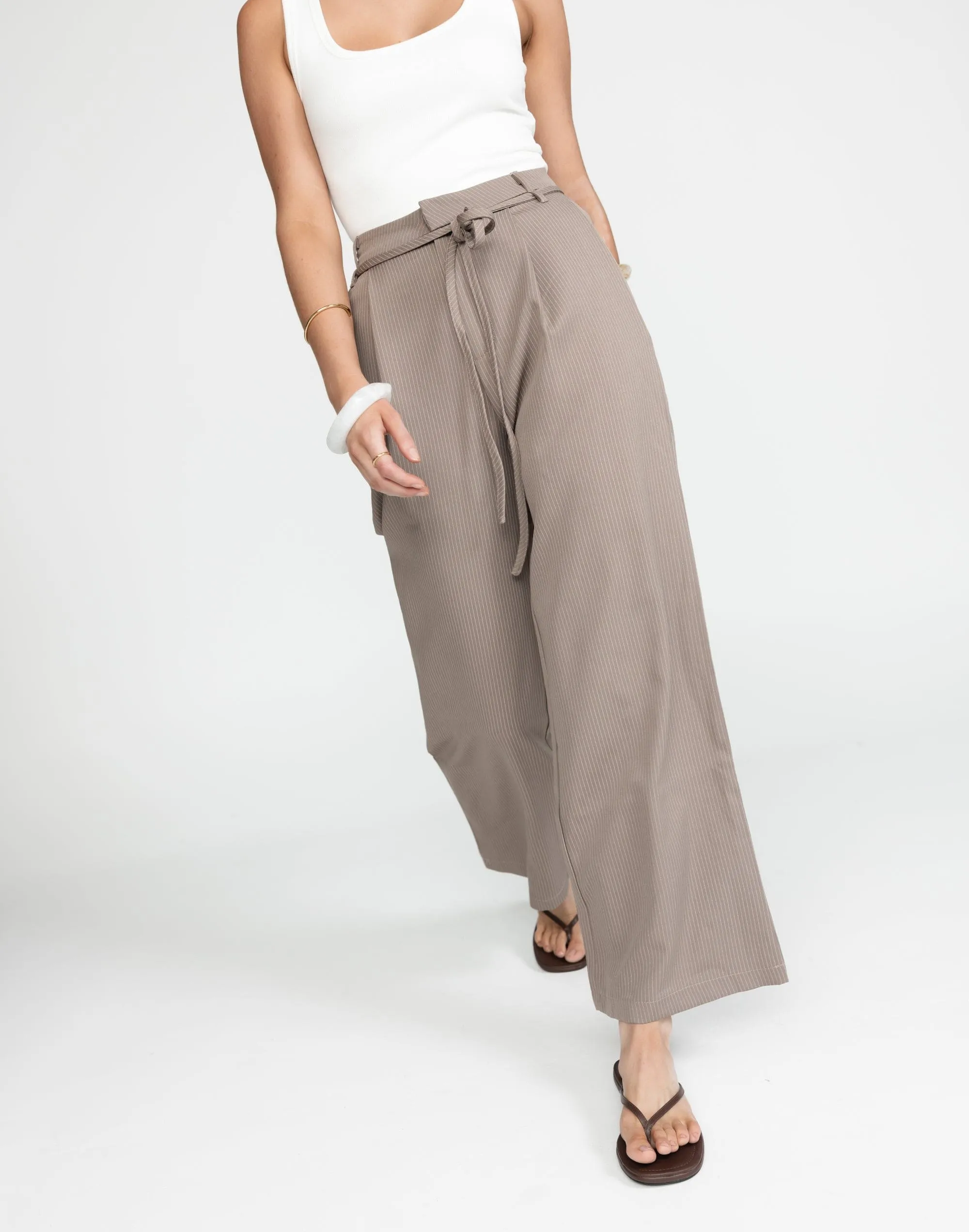 Mason Pants (Taupe Pinstripe)