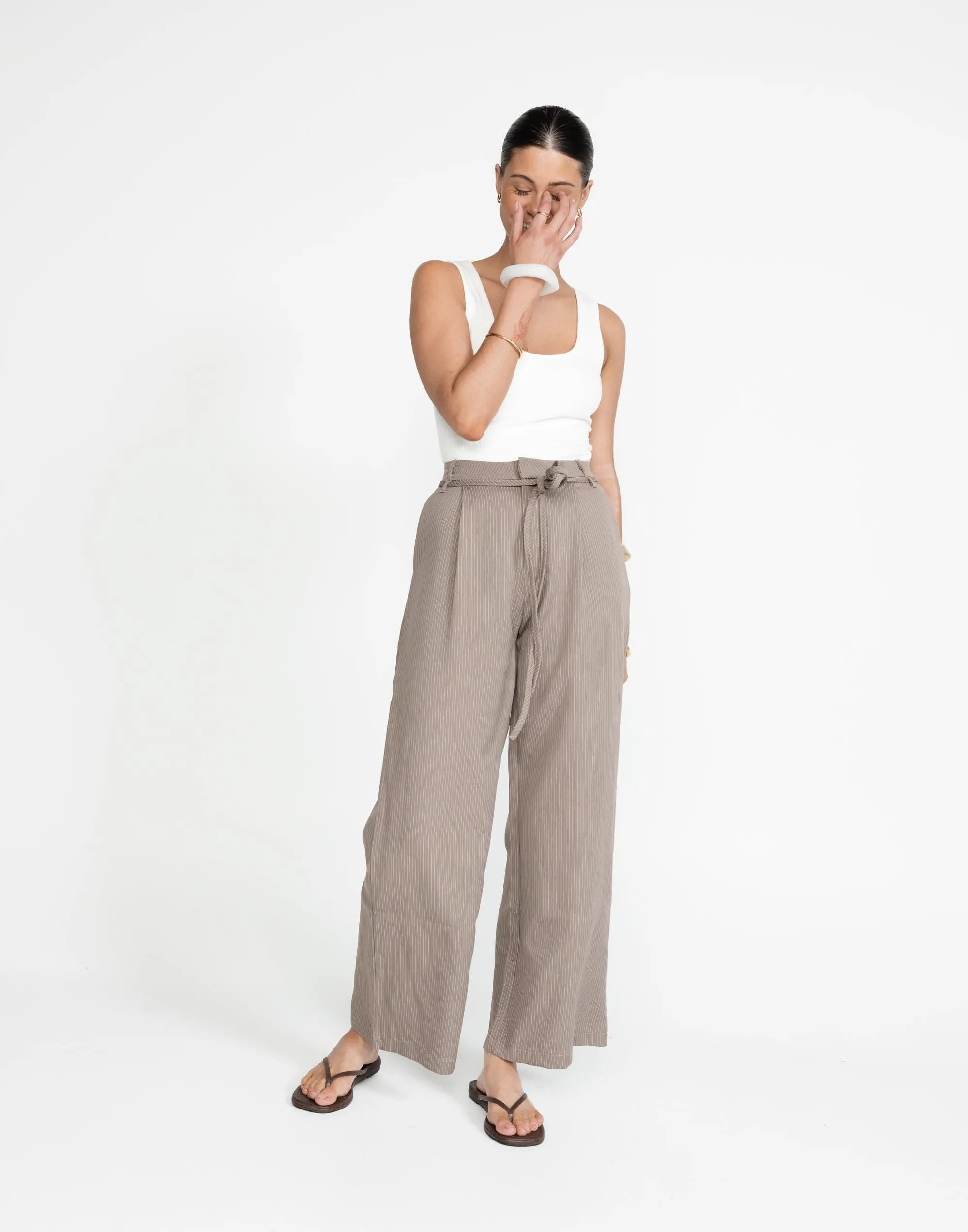 Mason Pants (Taupe Pinstripe)