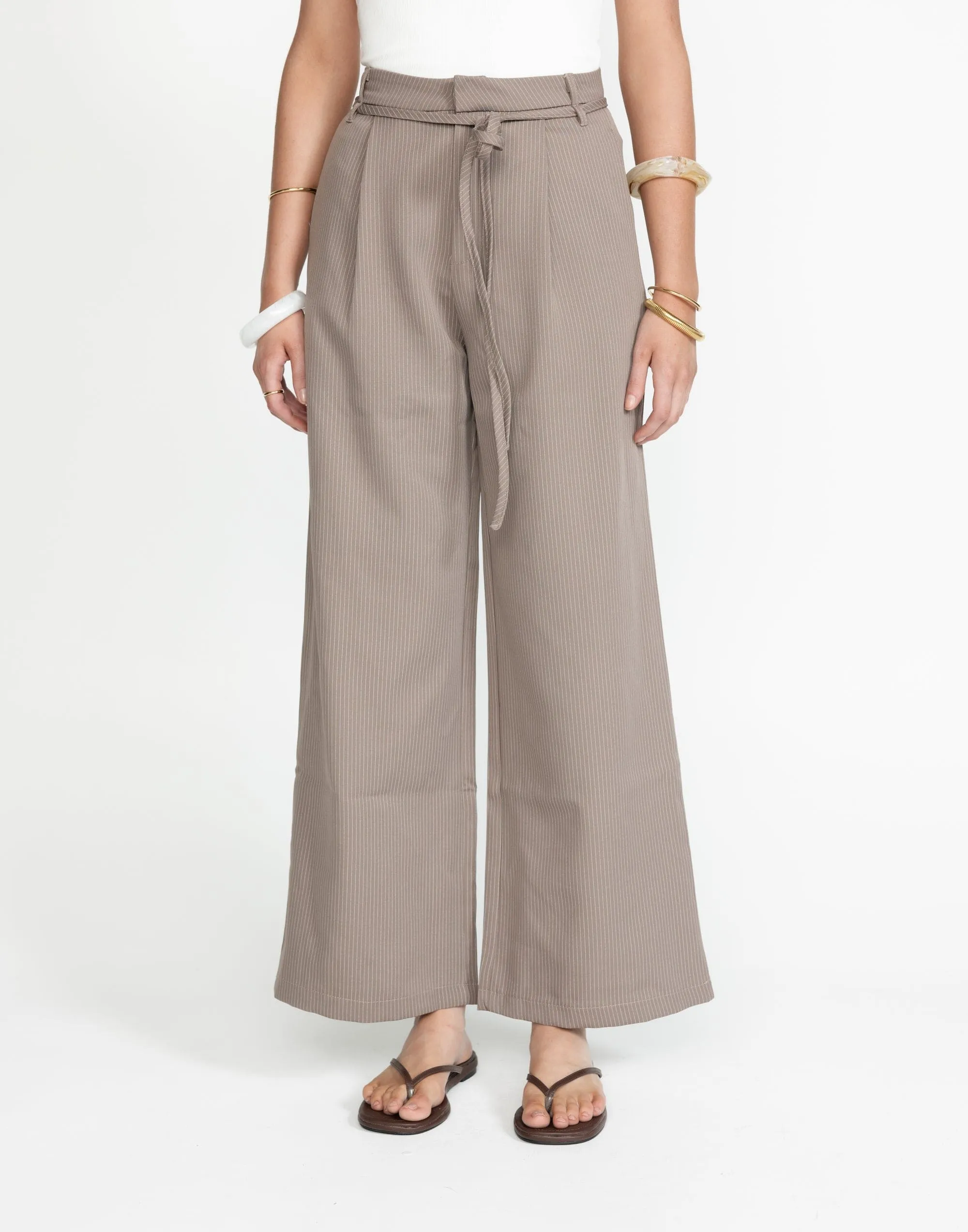 Mason Pants (Taupe Pinstripe)