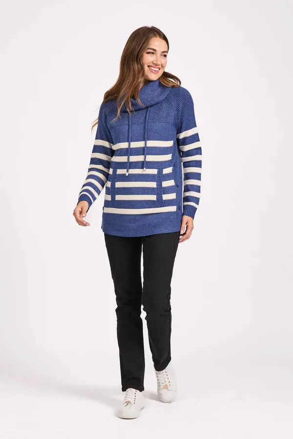 Mudflower 541 Cowl Neck Stripe Jumper