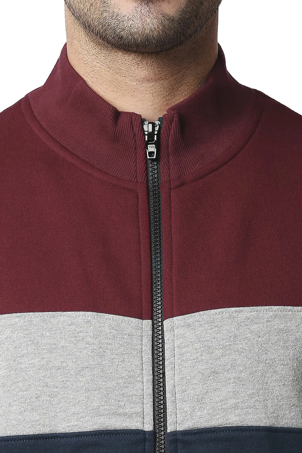 Muscle Fit Loop Knit High Neck Jacket