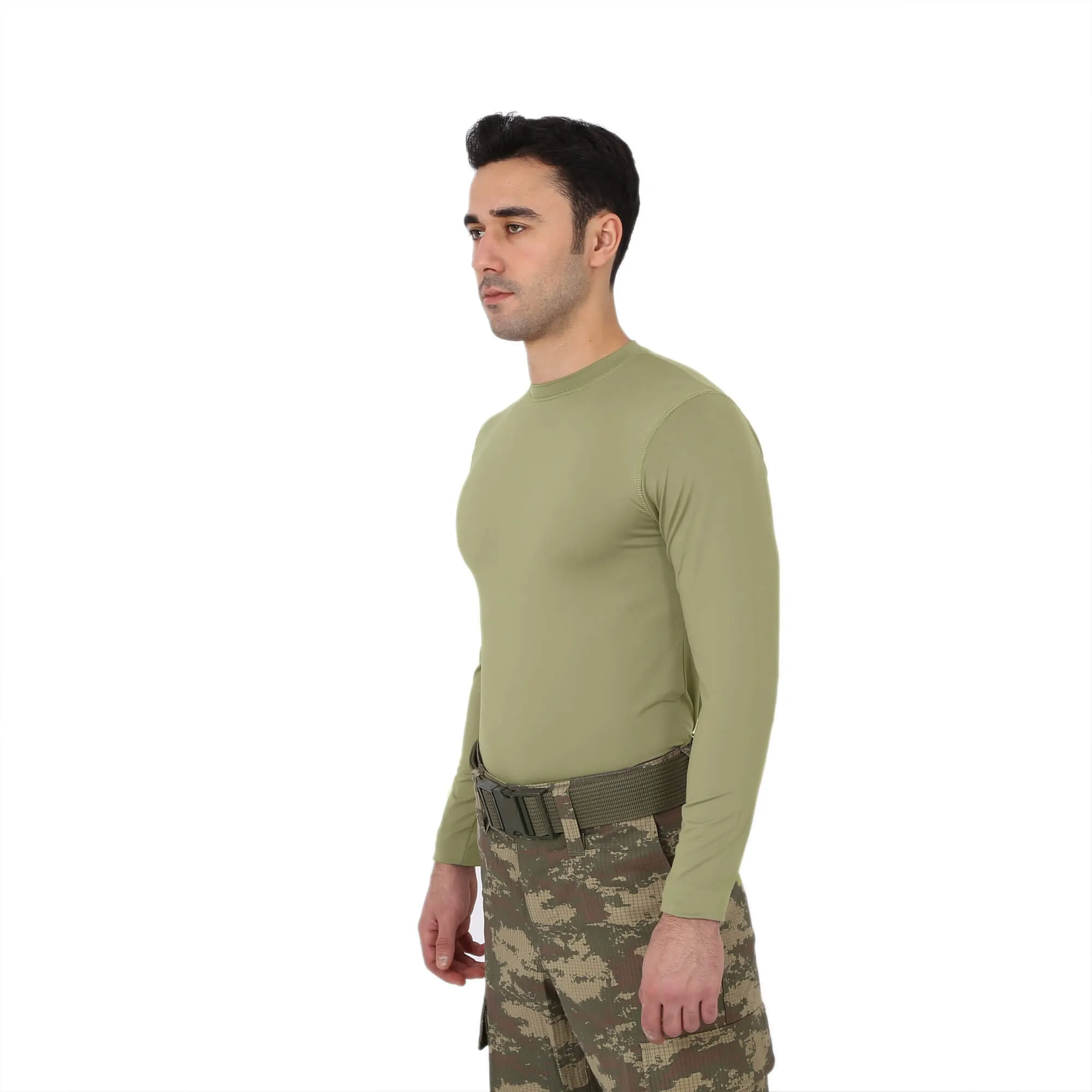 Nano Green Long Sleeve Sports Thermal Microfiber T-shirt