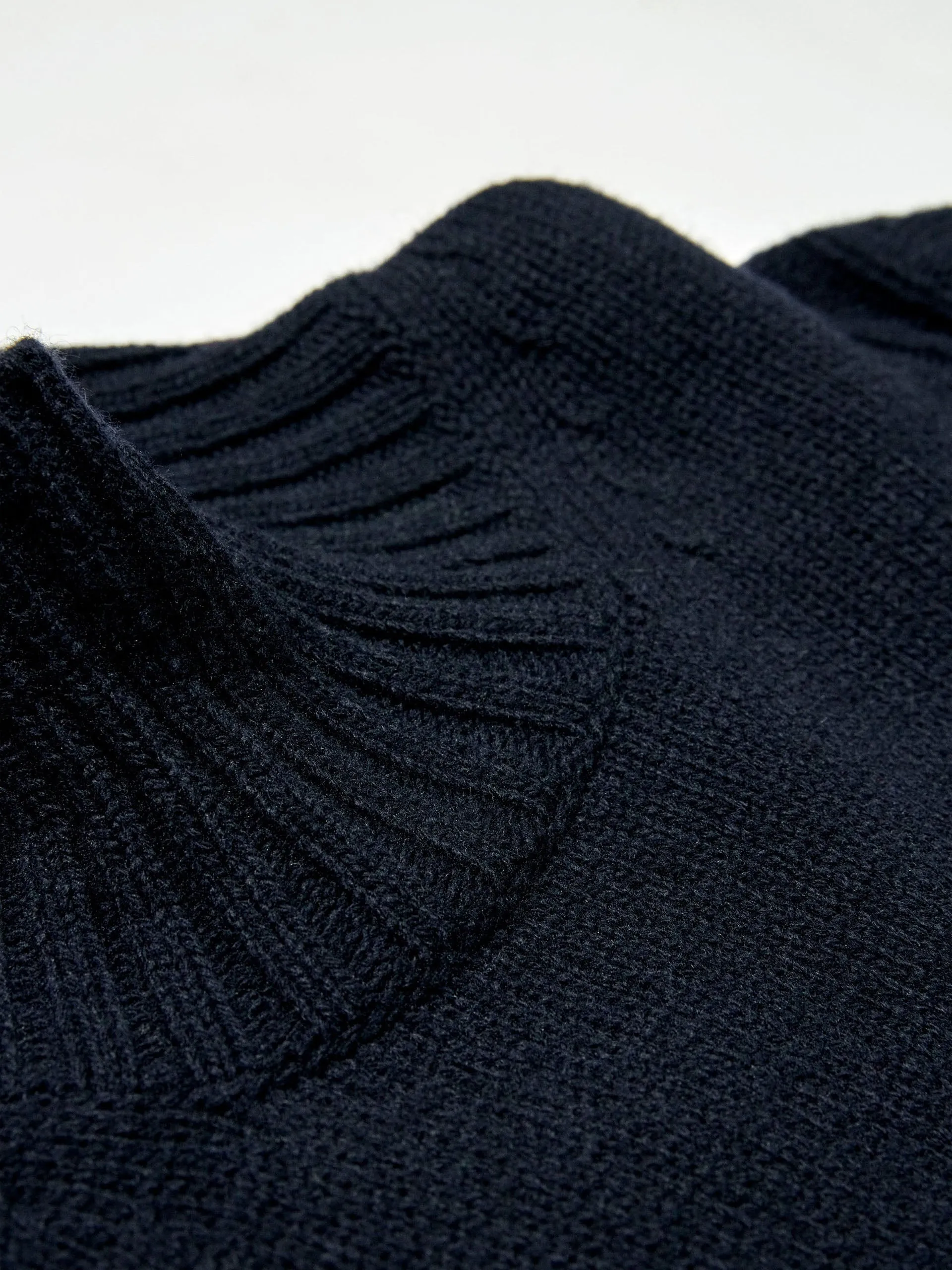 Navy Fintra Lambswool crop high neck