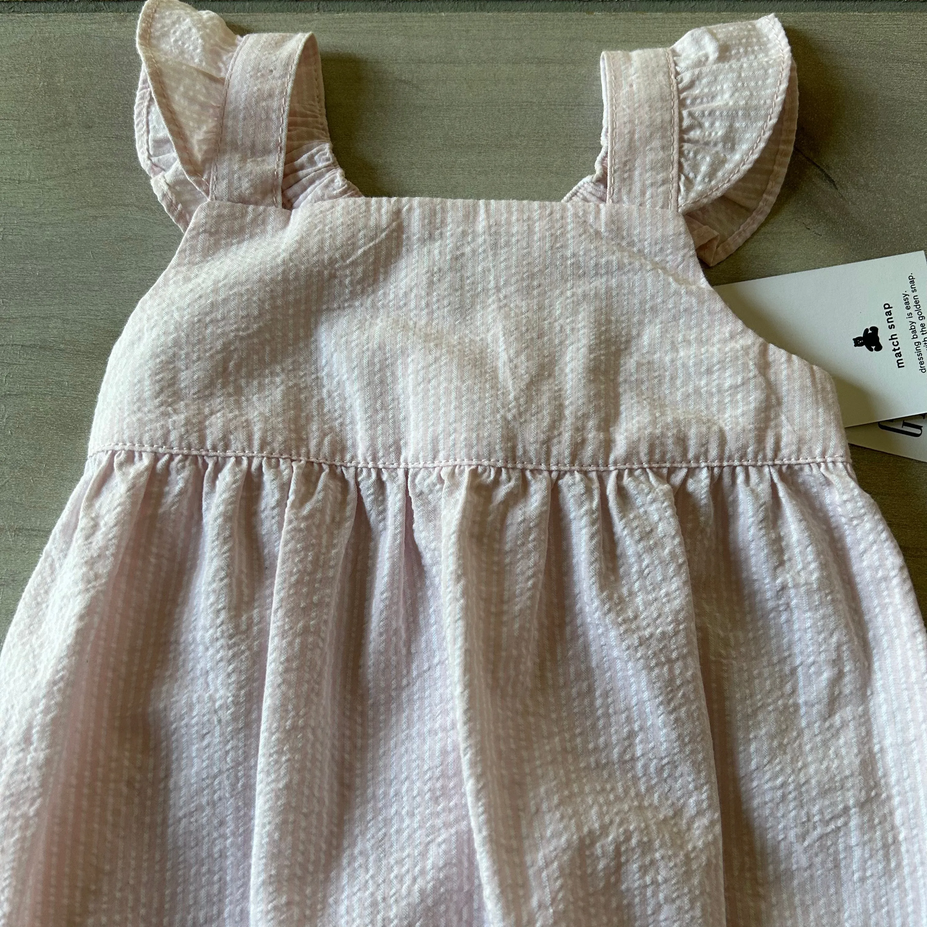 NWT Baby Gap Pink Seersucker Bubble Romper