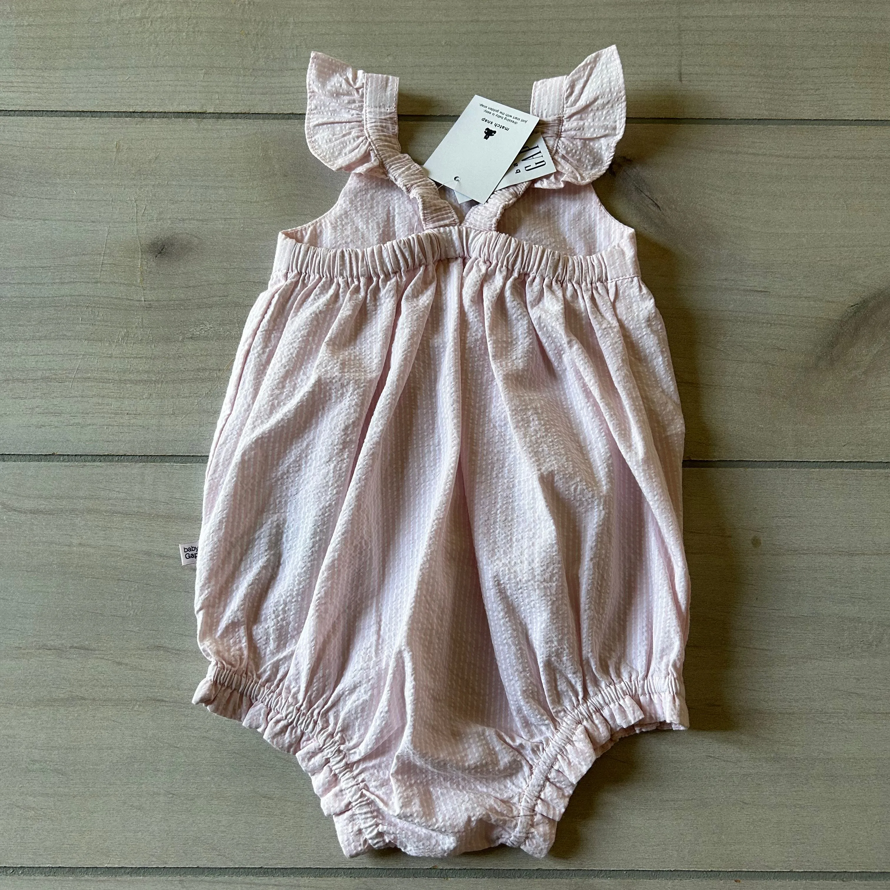 NWT Baby Gap Pink Seersucker Bubble Romper