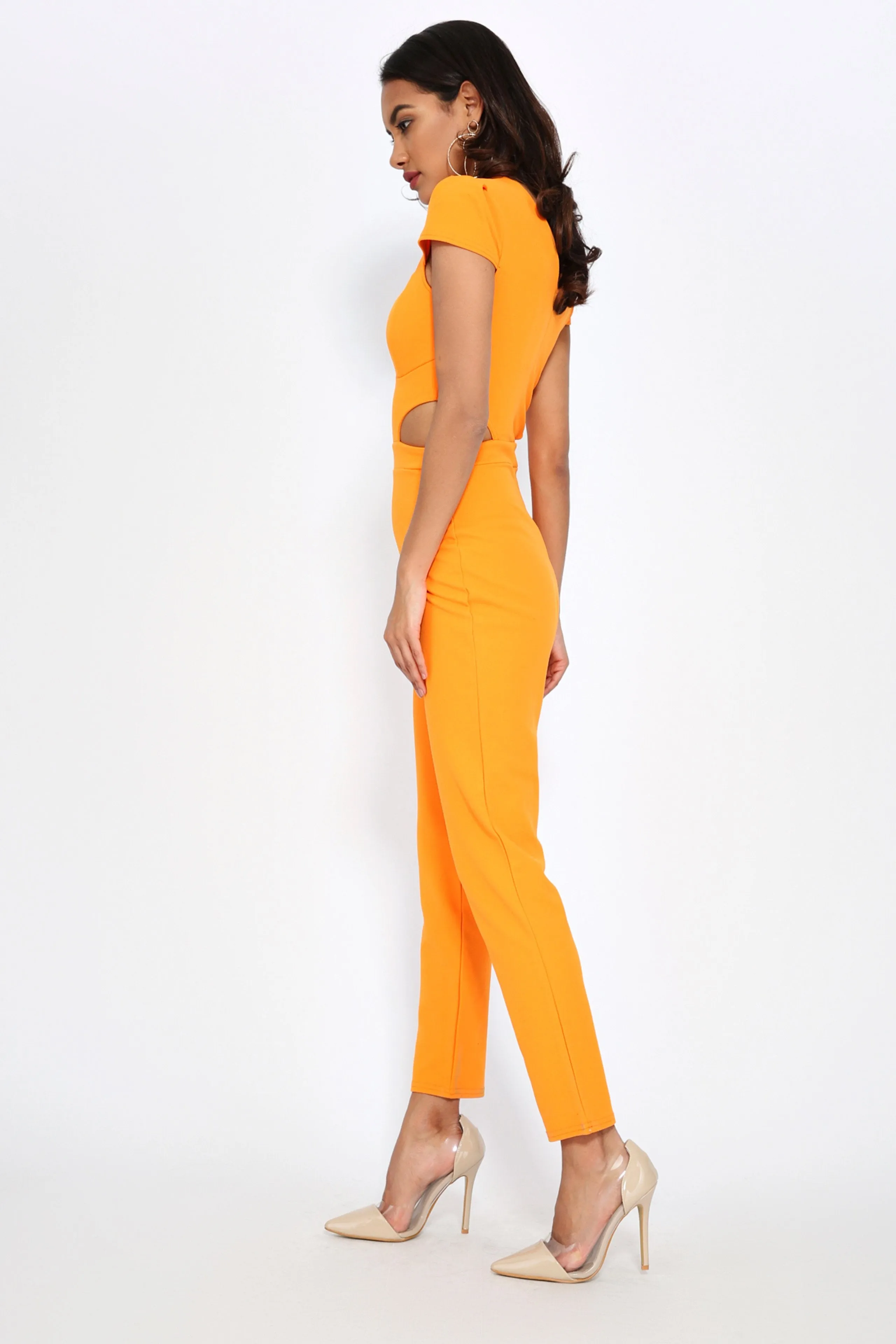Orange Side Cut Jumpsuit