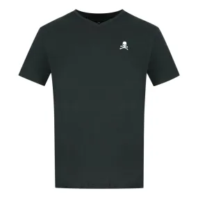 Philipp Plein Skull And Crossbones Logo Black Underwear V-Neck T-Shirt