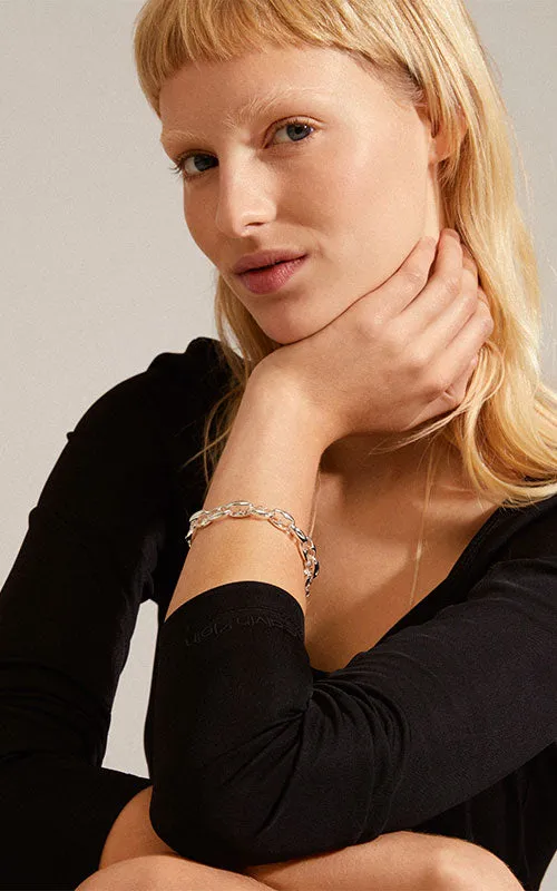 Pilgrim PACE recycled chunky bracelet, silver
