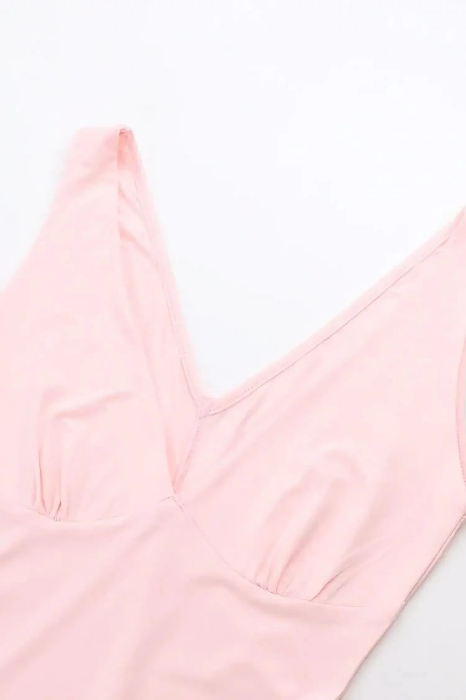 Pink V-neck Slit Maxi Dress