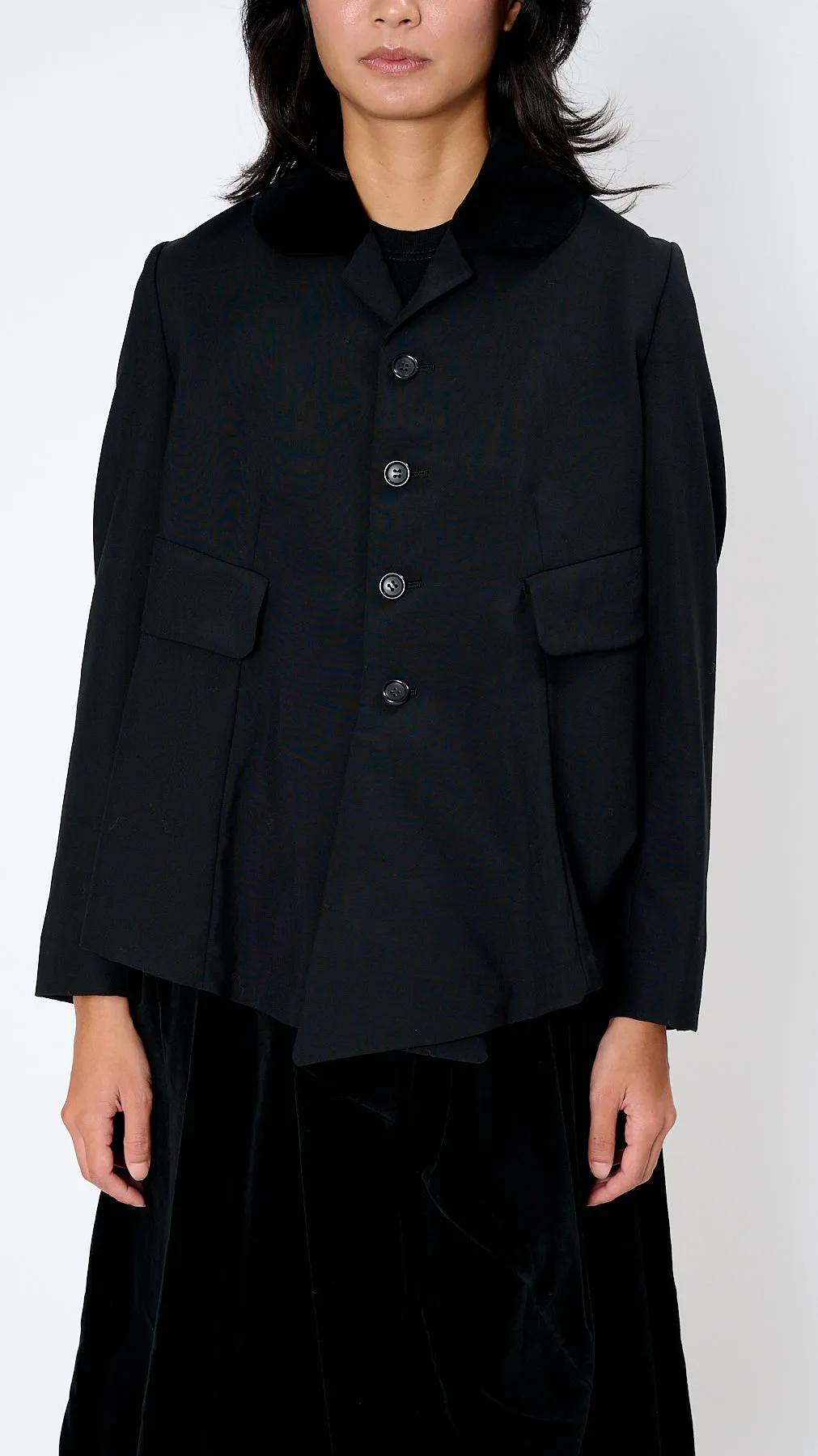 Pleated Blazer in Black