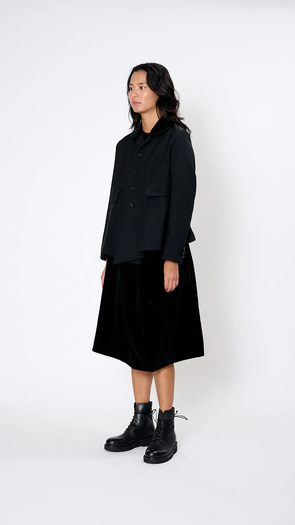 Pleated Blazer in Black