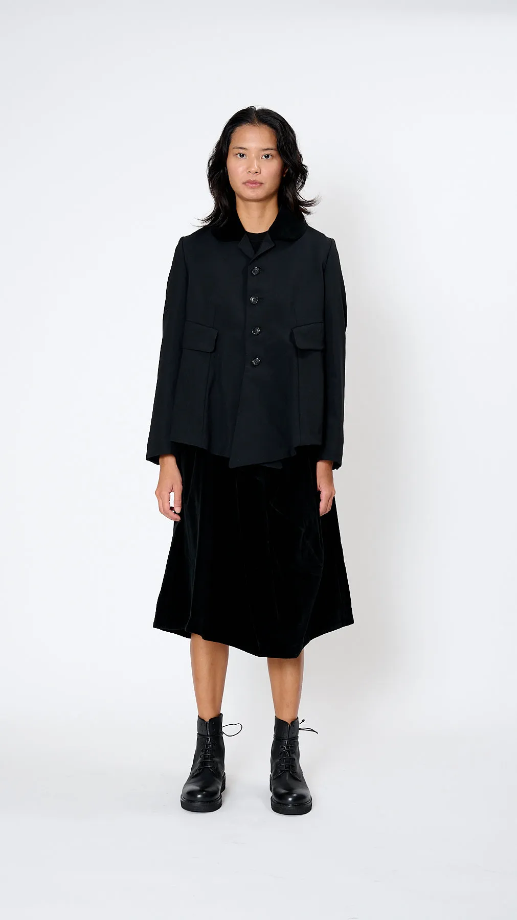 Pleated Blazer in Black